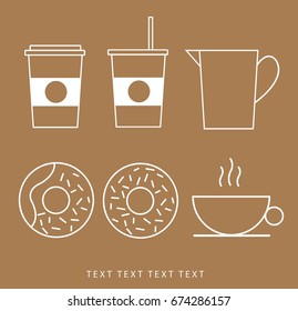Vector icon Coffee mugs and donuts.