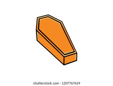 Vector icon of a coffin for Halloween, children´s style.