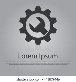 Vector icon of cogwheel and wrench. Setting icon concept. Flat design icon. EPS 10