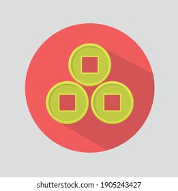 Vector icon of coin Chinese