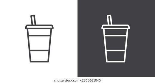 Vektorsymbol von Verpackungen für kalte Getränke, wie Milchtee, Kaffee oder Fruchtsaft, Getränke Verpackung Vektorsymbol im trendigen Stil auf weißem Hintergrund. Weichgetränk Ikone in modernen Verpackungen.