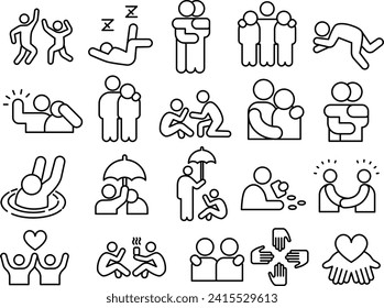 Colección de iconos vectores sobre amistad, amigos y amabilidad