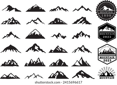 Vector icon collection about mountains, camping and nature