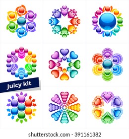 Vector icon collection, abstract colorful logo set for Selling, Business, Technology, Communication, Media, Beauty, Fashion, Ecology activity