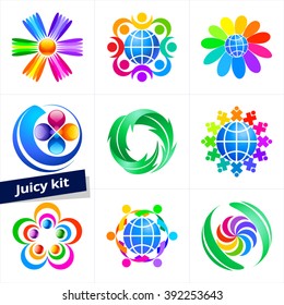 colección de iconos de Vector, logotipo colorido abstracto para la venta, negocios, Tecnología, comunicación, medios de comunicación, belleza, moda, ecología, medicina y actividad turística