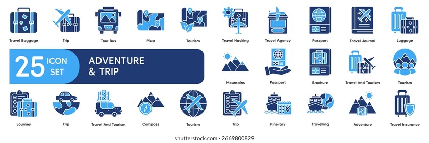 Vector Icon Colección de aventura, vacaciones y viaje