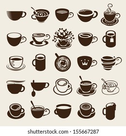 Vector icon collection Coffee cup and Tea cup