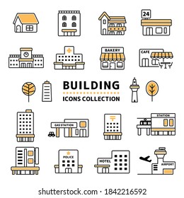 Vector icon collection of commercial facilities.
