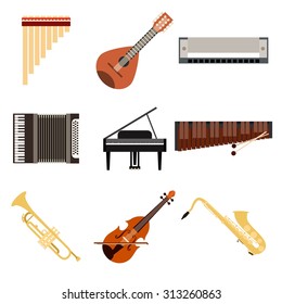 Vector icon of collection of music instruments