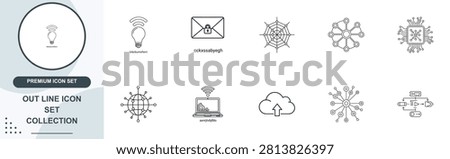 Vector icon collection for network security secure mail laptop wifi web structure data cloud server computing and connections.