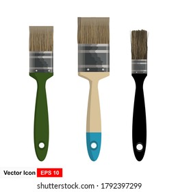 Vector icon collection of paint brush in flat style.