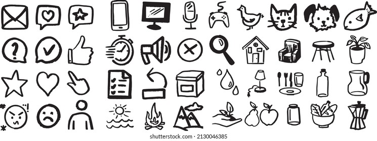 Vector, icon collection. Social media, pets, house, season, emotion.