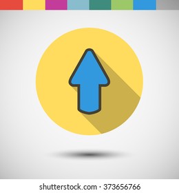Vector icon in color circle. Arrow. Up.