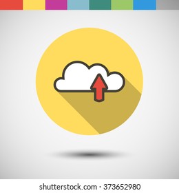 Vector icon in color circle. Cloud. Upload to cloud.
