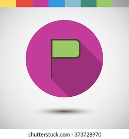 Vector icon in color circle in flat design. Flag.