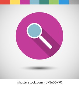 Vector icon in color circle. magnifier