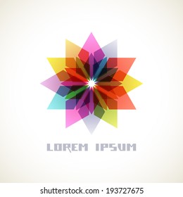 Icono vectorial con flor de color. Signo de estilo geométrico. Ilustración decorativa para impresión, web