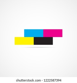 Vector icon of color model CMYK in the form of bricks