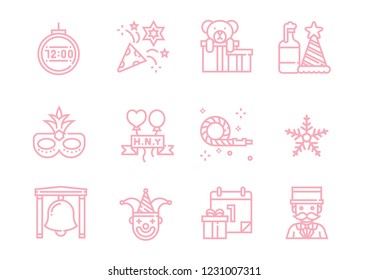 Vector icon of color new year 2019 collection