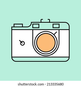 Vector icon: colored hipster retro styled photo camera | Square camera icon