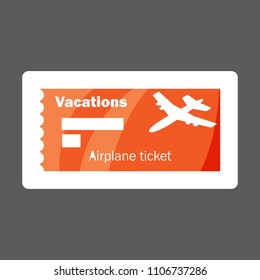 Vector icon colored sticker airplane ticket vacation. Layers grouped for easy editing illustration. For your design. 