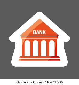 Vector icon colored sticker building bank. Bank illustration. Layers grouped for easy editing illustration. For your design. 