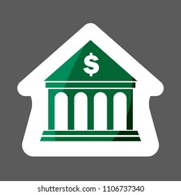 Vector icon colored sticker building bank. Bank illustration. Layers grouped for easy editing illustration. For your design. 