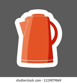Vector icon colored sticker an electric kettle. Layers grouped for easy editing illustration.  For your design.