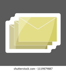 Vector icon colored sticker envelope. Paper envelope flies to the destination. Message icon in the mail. Layers grouped for easy editing illustration. For your design.