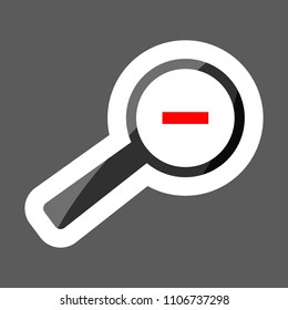 Vector icon colored sticker magnifying glass,  zoom on illustration. Layers grouped for easy editing illustration. For your design. 