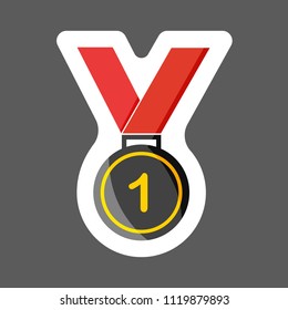 Vector icon colored sticker medal. Medal of Honor, congratulations. Layers grouped for easy editing illustration.  For your design.