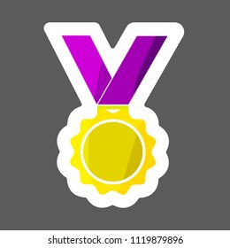 Vector icon colored sticker medal. Medal of Honor, congratulations. Layers grouped for easy editing illustration.  For your design.