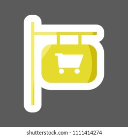 Vector icon  colored sticker signboard indicating Shop. Vector icon laptop. Layers grouped for easy editing illustration.  For your design.