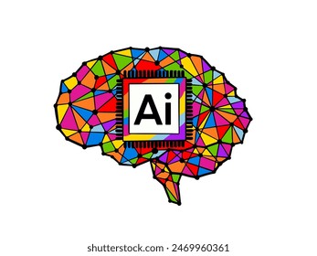 Icono de Vector con colorido tema de inteligencia artificial