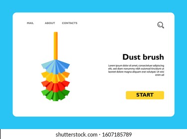 Vector icon of colorful dust brush. Duster, cleaning equipment, housework. Cleaning concept. Can be used for topics like chores, clean-up, domestic work