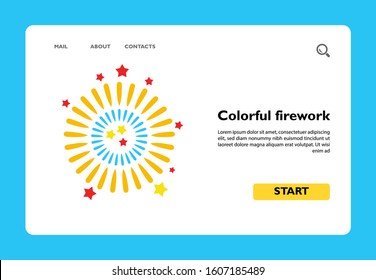 Vector icon of colorful firework. Party, holiday, celebration. Carnival concept. Can be used for topics like leisure, entertainment, carnival