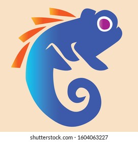 Vector icon of a colorful iguana cartoon