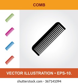 Vector Icon Of Comb With Title & Small Multicolored Icons. Eps-10.