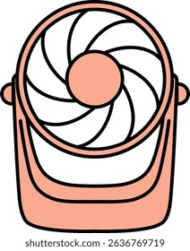 Vector icon of a compact table fan or air circulator – portable electric cooling device in orange color