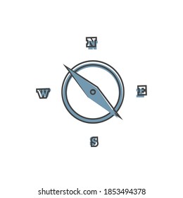 Icono vector de la brújula. Ilustración de un símbolo de brújula para determinar los lados del mundo estilo de caricatura sobre fondo blanco aislado.
