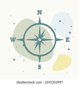 Icono vector de la brújula. Ilustración de un símbolo de brújula para determinar los lados del mundo sobre fondo multicolor. Capas agrupadas para una ilustración de edición sencilla. Por tu diseño.