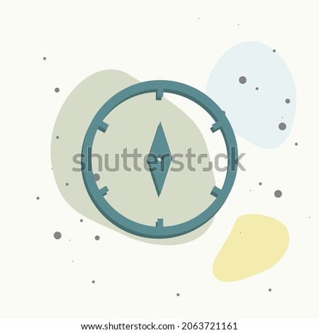 Vector icon of the compass. Illustration of a compass symbol for determining the sides of the worl  on multicolored background. Layers grouped for easy editing illustration. For your design.