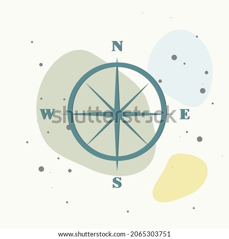 Vector icon of the compass. Illustration of a compass symbol for determining the sides of the worl  on multicolored background. Layers grouped for easy editing illustration. For your design.