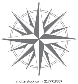 vector icon of compass rose isolated on white background