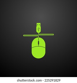 Vector icon of computer mouse with wire and usb connector