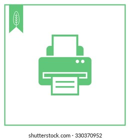 Vector icon of computer printer with paper sheet