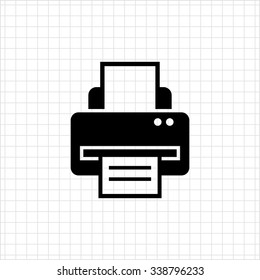Vector icon of computer printer with paper sheet