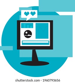 Vector icon of computer, social, economic, social networks.
