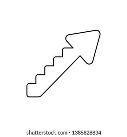 Vector icon concept of arrow stairs moving up. Black outlines. 