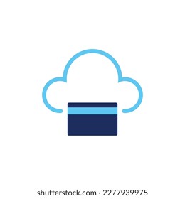 concepto de icono vector de nube y tarjeta de crédito. pueden utilizarse para la tecnología, las finanzas y la educación. Puede ser para web, sitio web, afiches, aplicaciones